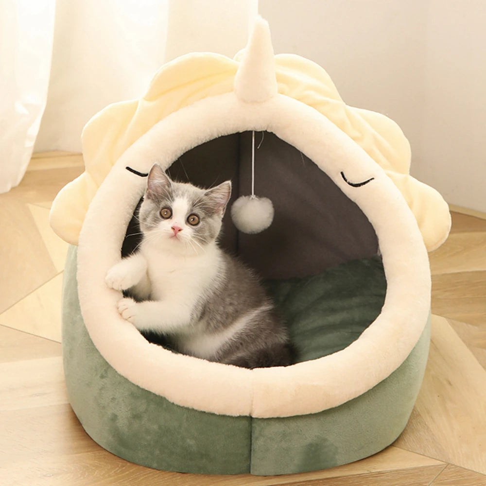 Cat Bed House Kennel Nest Round Pets Sleeping Cave Kitten Beds Pet Basket Cozy Kitten Lounger Cushion Cat House Tent Dog House