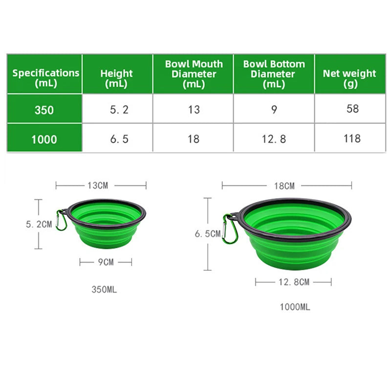 350ML/1000ML Portable Foldable Pet Bowl Dogs Cats Food Water Container for Outdoor Travel Portable Feeding Bowls Pets Prodcuts