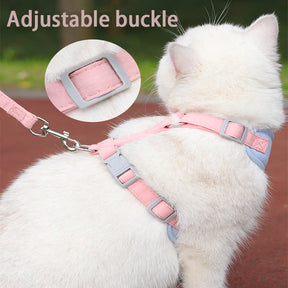 Cat Harness Leash Set Adjustable Puppy Harness Vest Escape Proof Kitten Chest Strap Chihuahua Pug Outdoor Walking Lead Leash