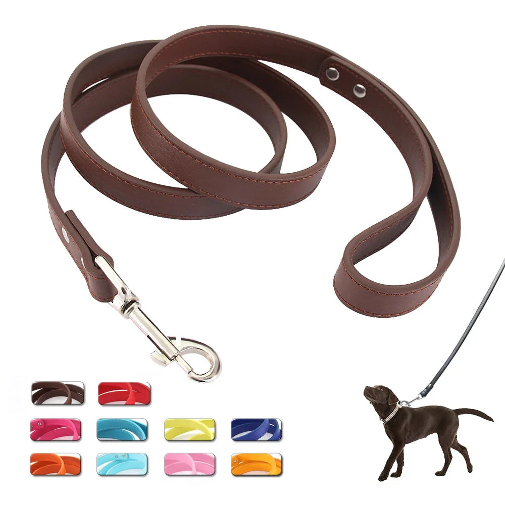 Leather Cat Dog Leashes Colorful Puppy Walking Leashes Harness Collar Lead Rope For Small Medium Large Dogs Pet Supplies 1.2M