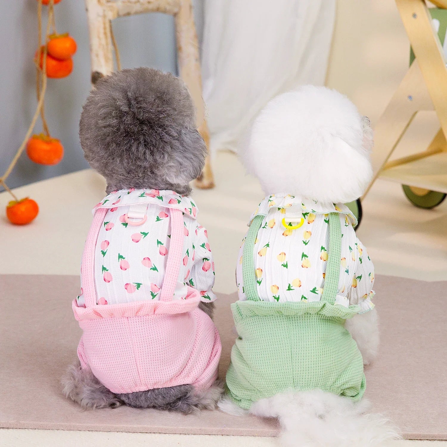 Flower Pattern Dog Jumpsuit Spring Pet Dog Clothes Printed Puppy Pajamas Soft Cat Overall Clothing Chihuahua Costume Apparel